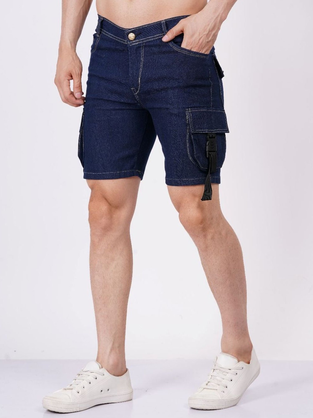 

LINARIA Men Washed Denim Shorts Technology, Blue