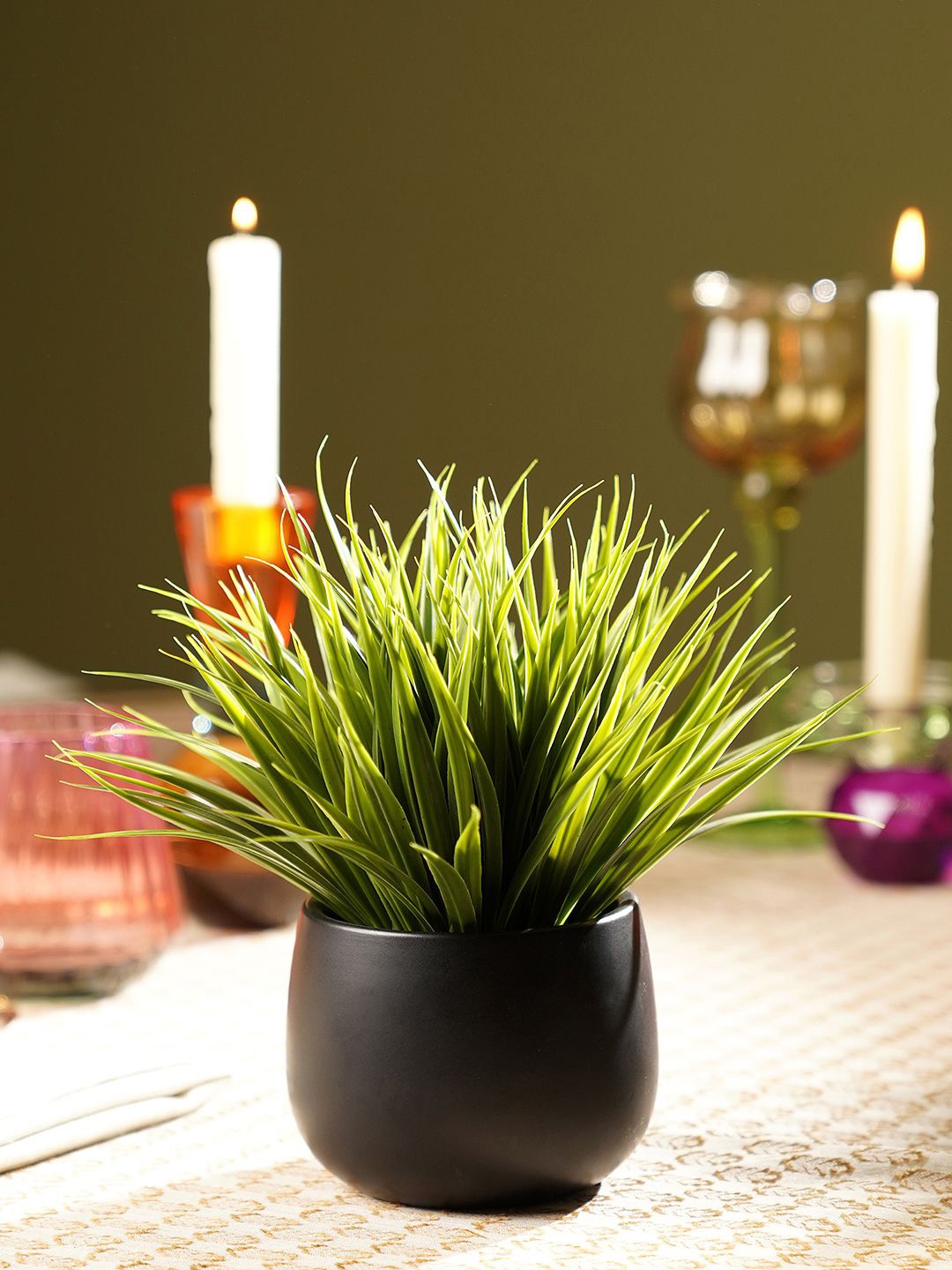 

Pure Home and Living Green 1 Pieces Cordyline Artificial Flower With Pot