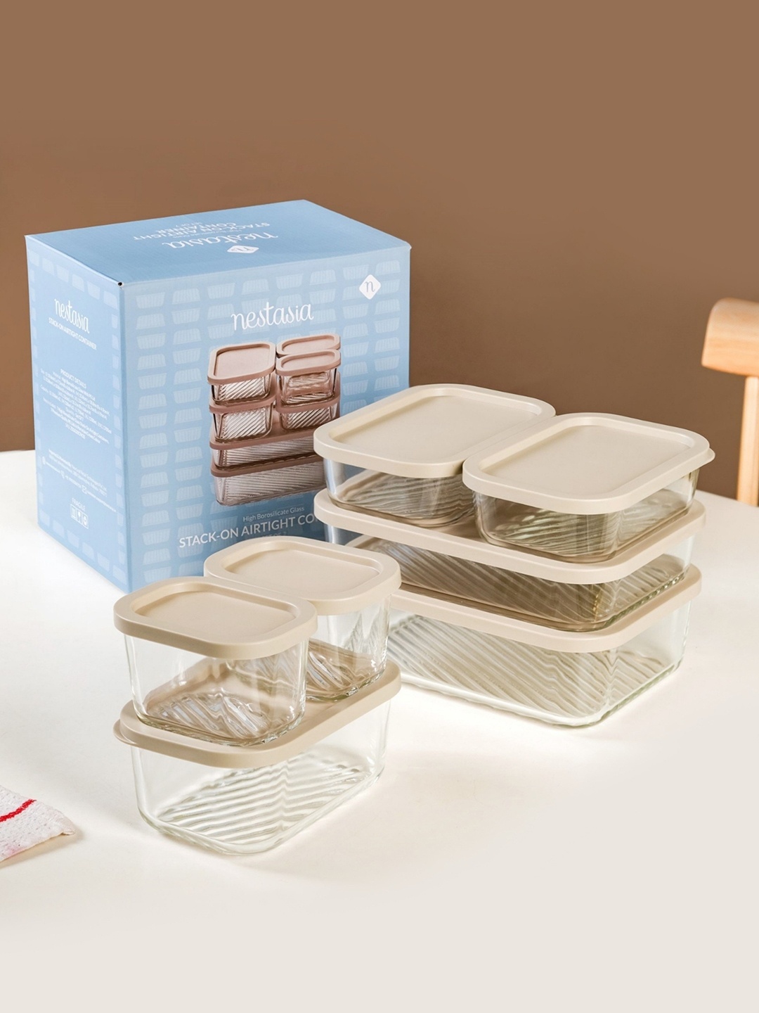 

Nestasia 7 Pcs Premium Airtight Glass Containers, Transparent
