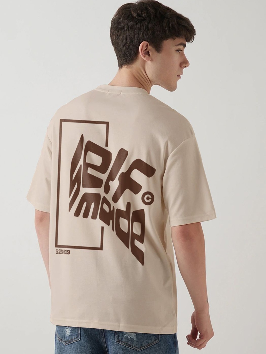 

Crazymonk Men Printed Pockets T-shirt, Cream