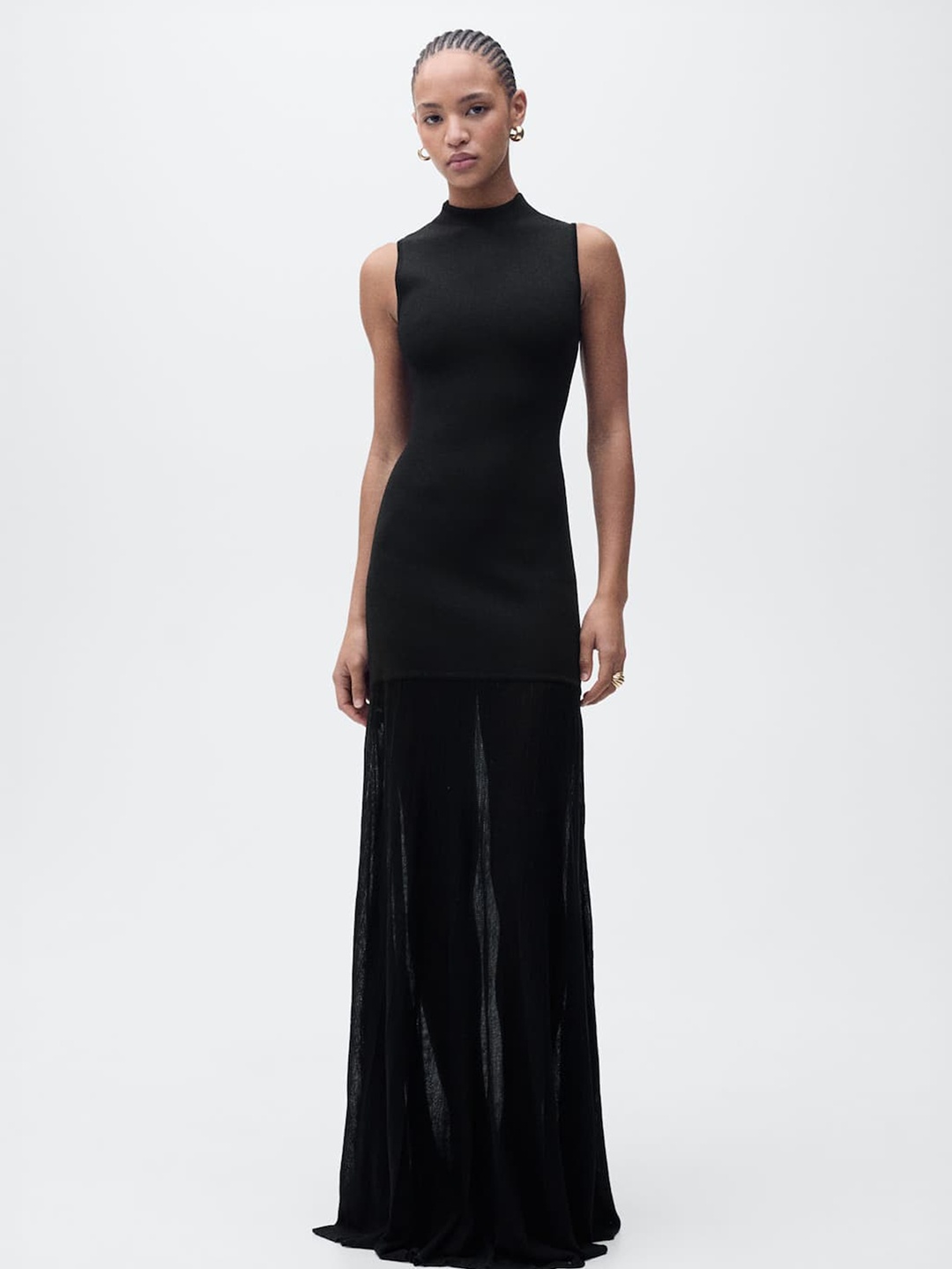 

MANGO High Neck Maxi Gown Dress, Black
