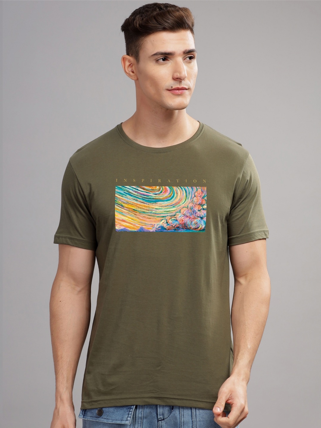 

ADRO Men Printed T-shirt, Olive