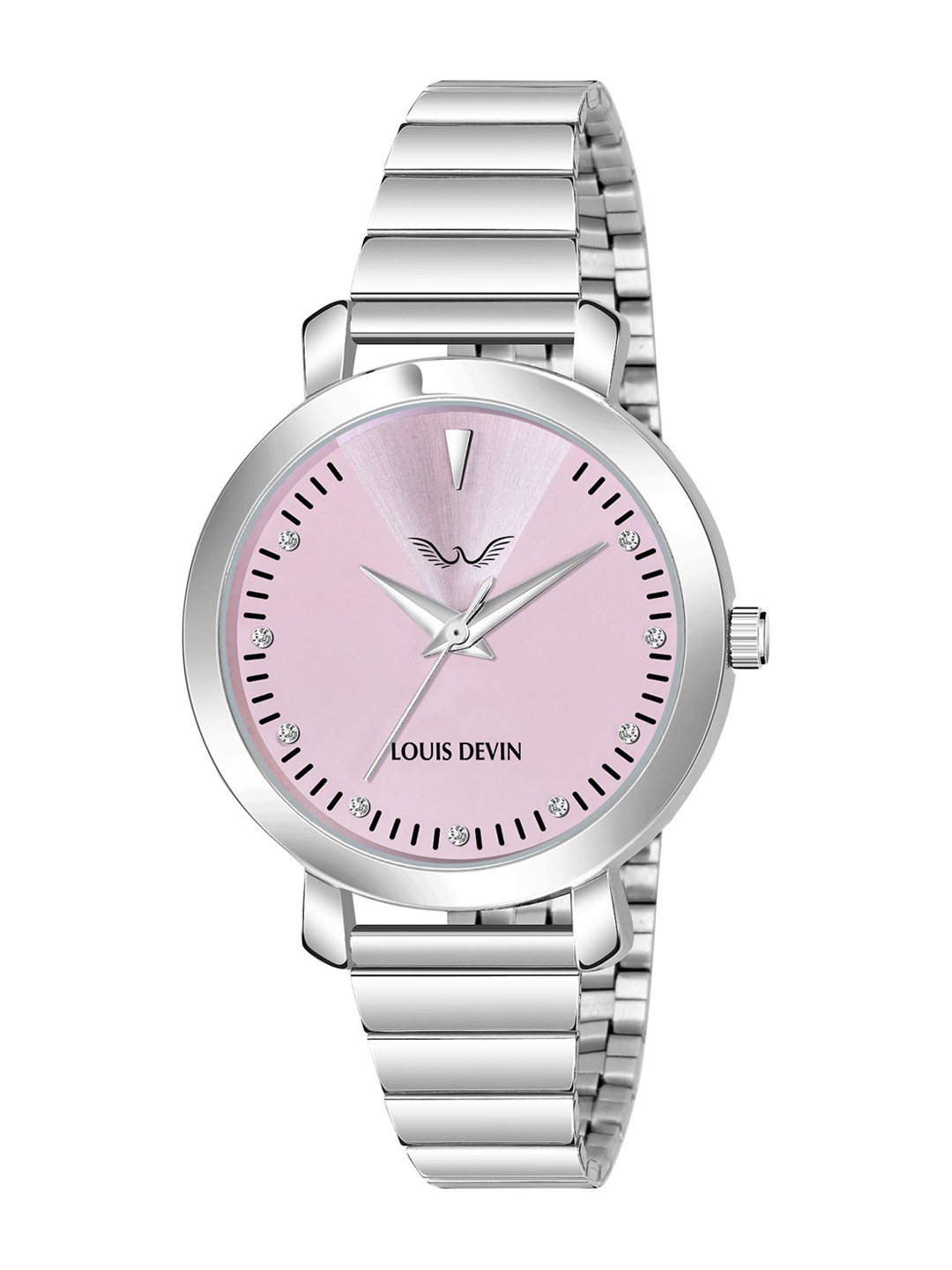 

LOUIS DEVIN Women Brass Dial & Stainless Steel Straps Analogue Watch LD-ZL169-PNK, Silver