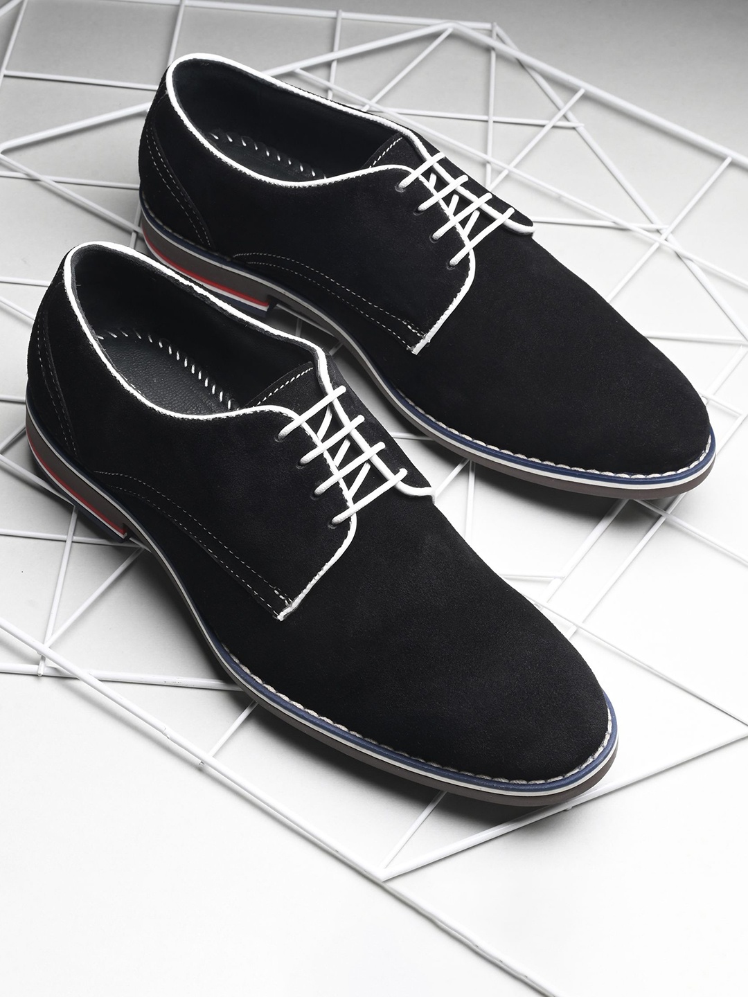

GALEX Men Round Toe Lace-Ups Leather Derbys, Black
