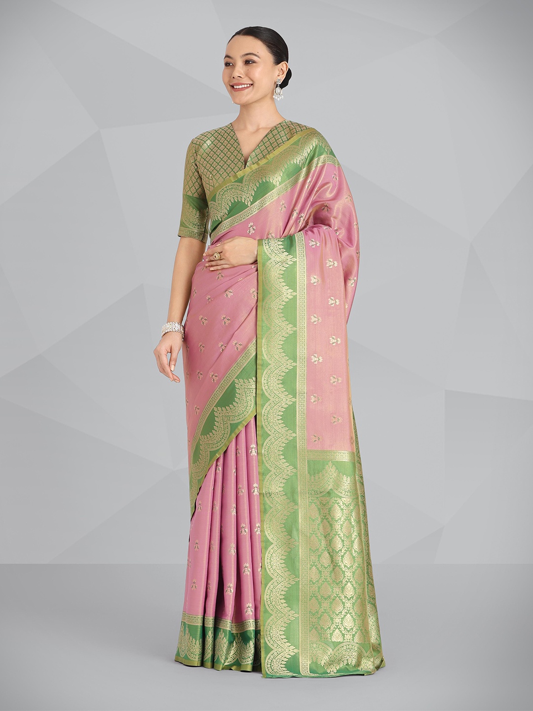 

MONJOLIKA FASHION Woven Design Zari Tissue Banarasi Saree, Mauve