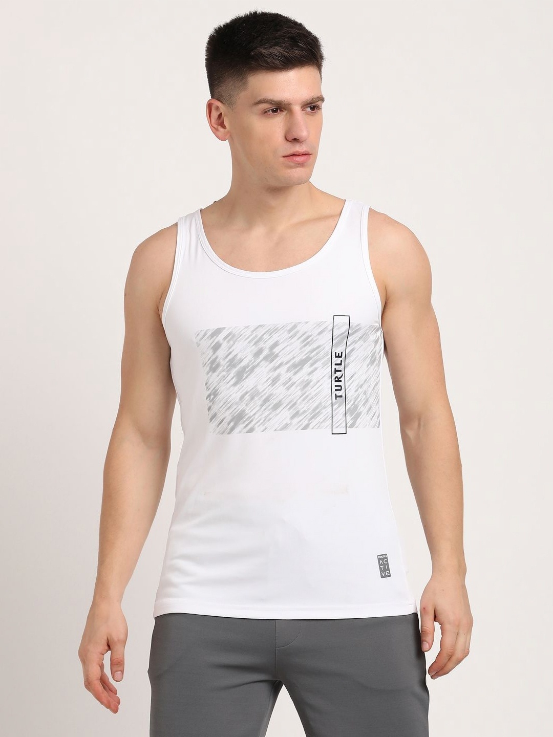 

Turtle Men Printed V-Neck Slim Fit T-shirt, White