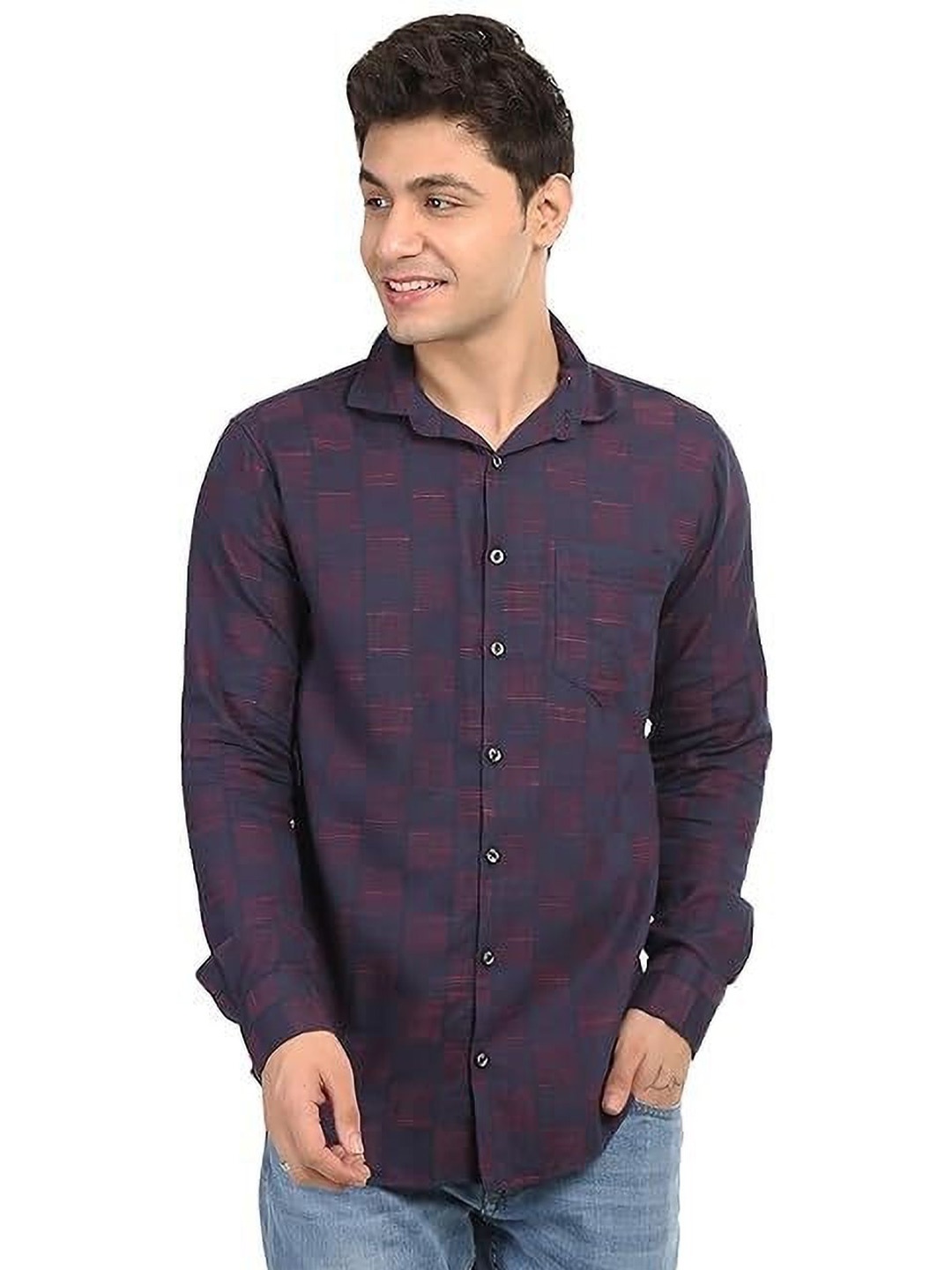 

CLUBWIN Men Checked Party Shirt, Purple