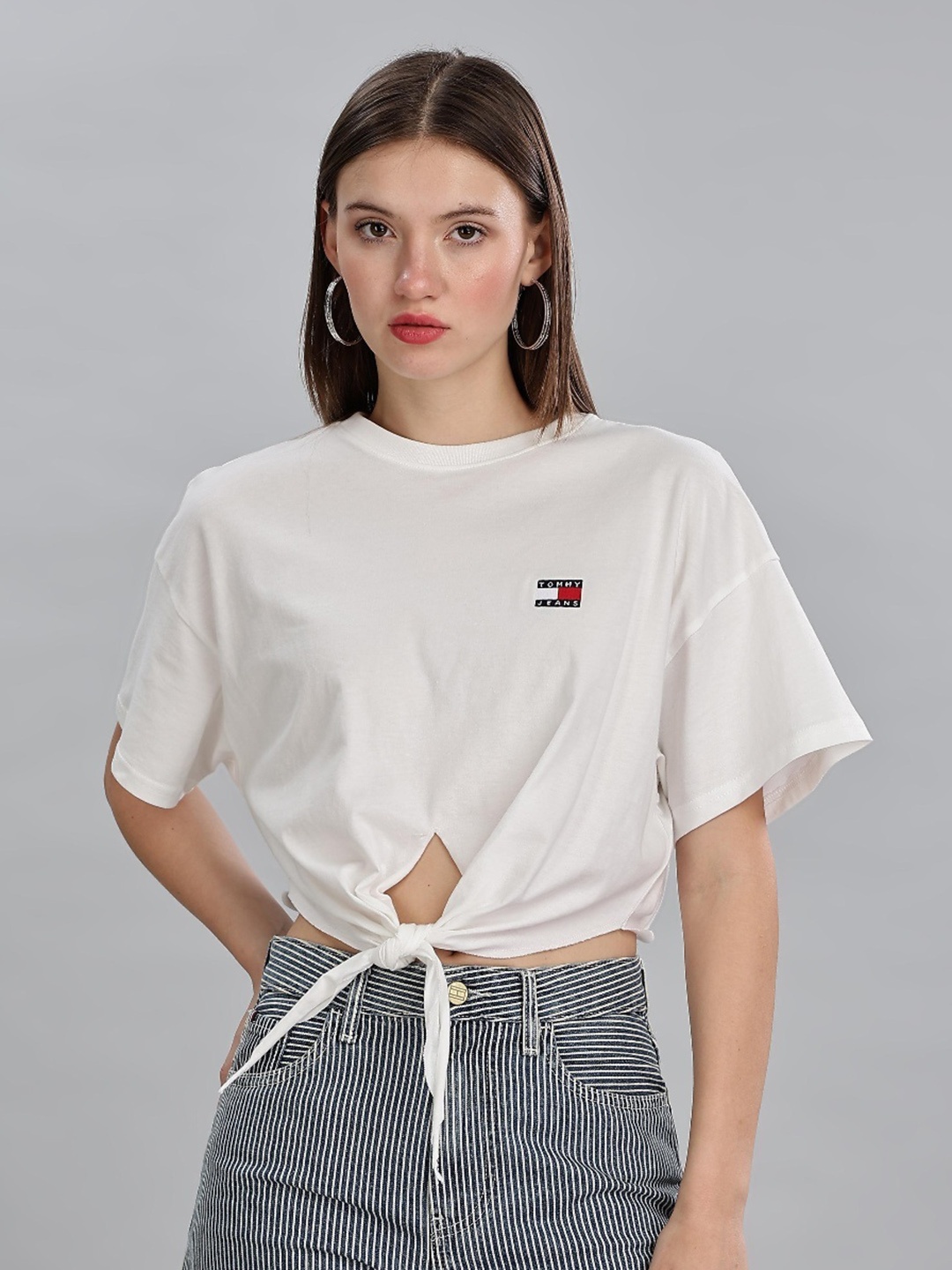 

Tommy Hilfiger Women Drop-Shoulder Sleeves T-shirt, White