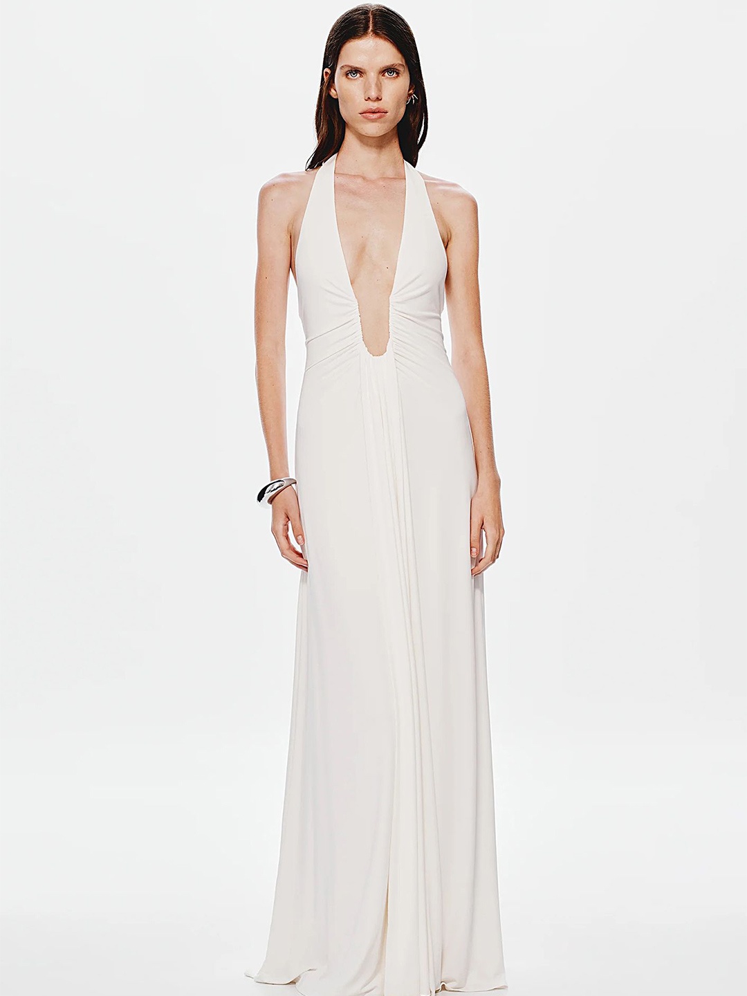 

LULU & SKY Halter Neck Maxi Dress, White