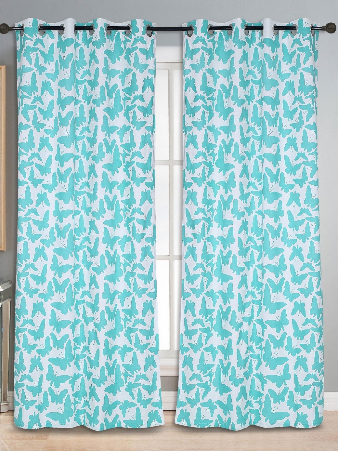 

Dekor World Blue Set of 2 Window Curtain