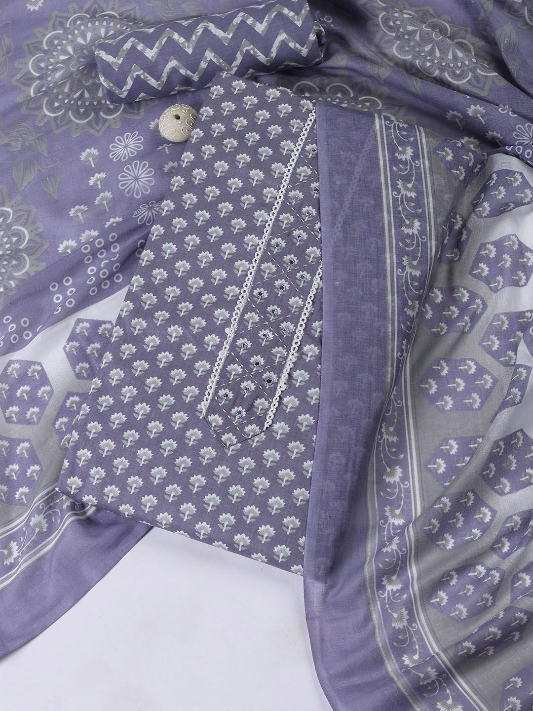 

Meena Bazaar Printed Unstitched Dress Material, Mauve