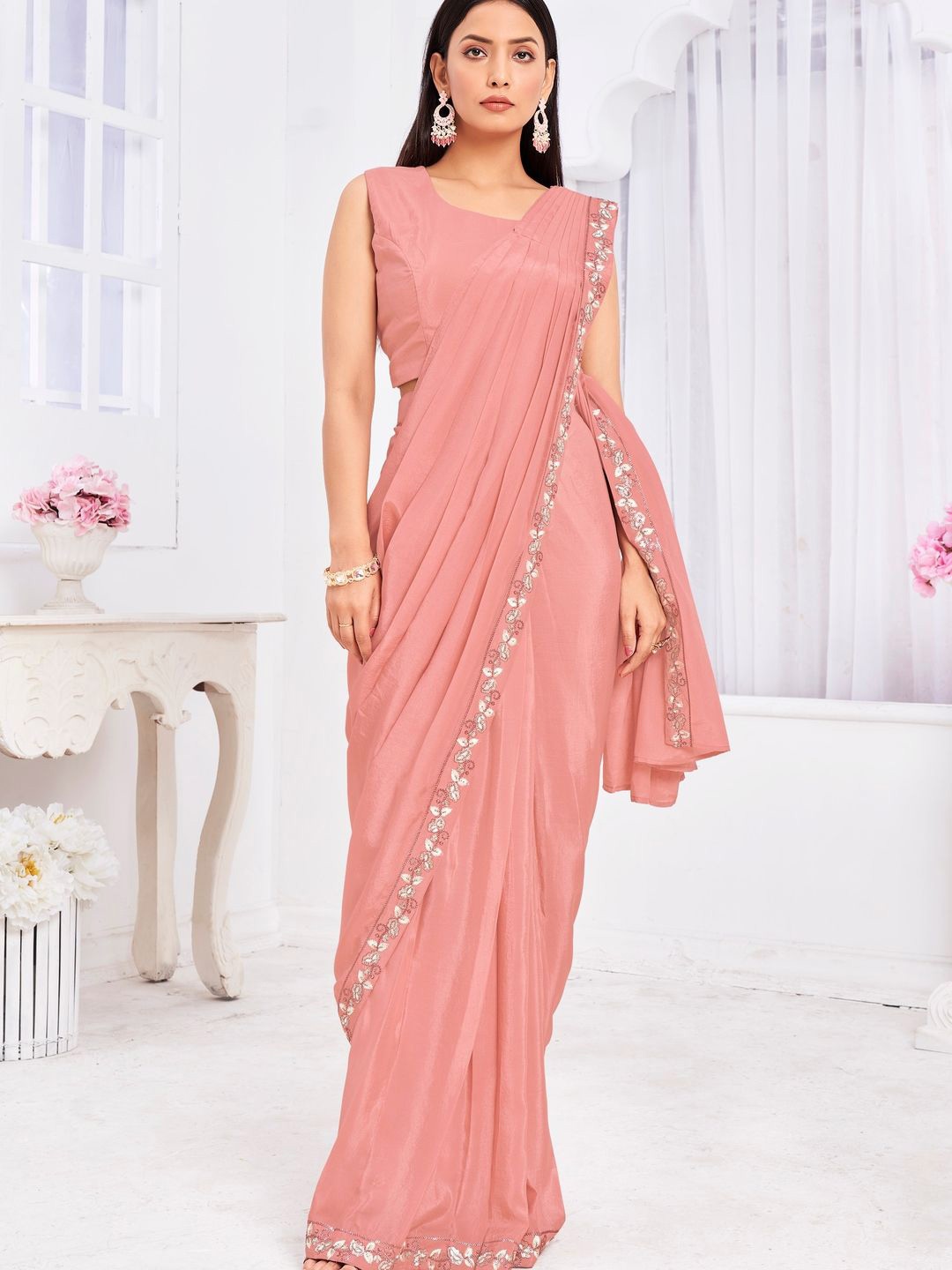 

Suha Embroidered Art Silk Saree, Pink