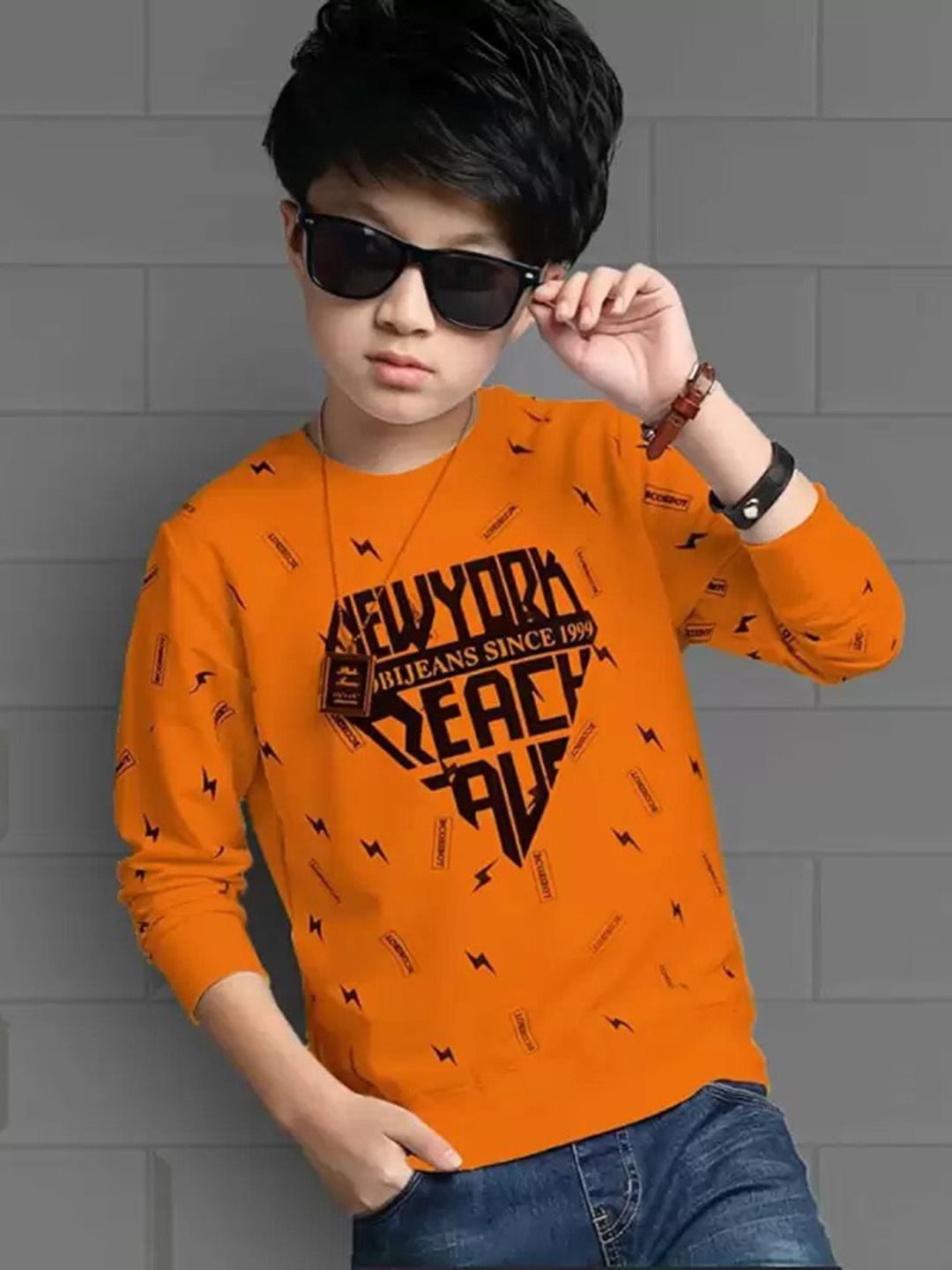 

TICOSS Boys Typography Printed T-shirt, Orange