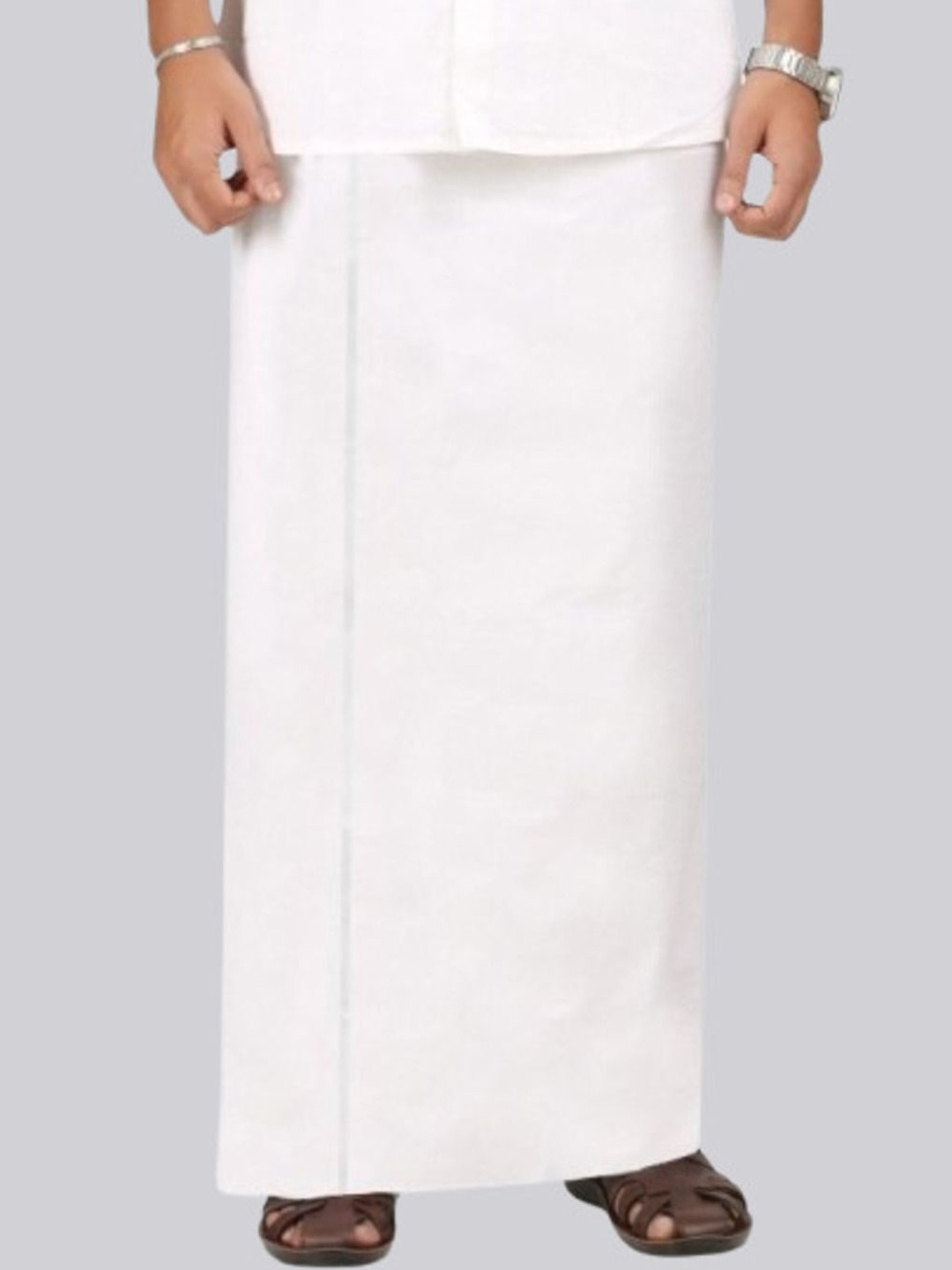 

RAMRAJ COTTON Men Double Layer Dhoti, White