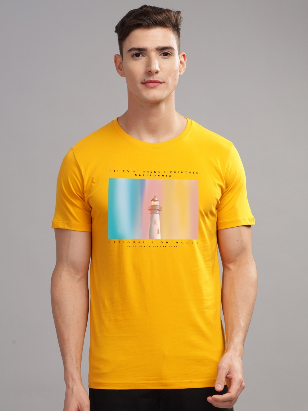 

ADRO Men Printed T-shirt, Mustard