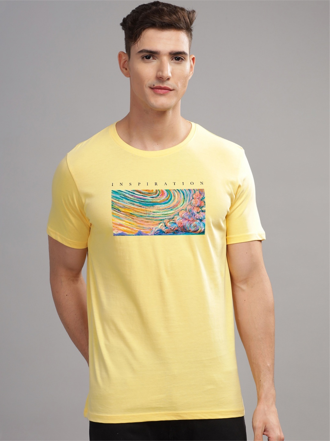 

ADRO Men Printed T-shirt, Yellow