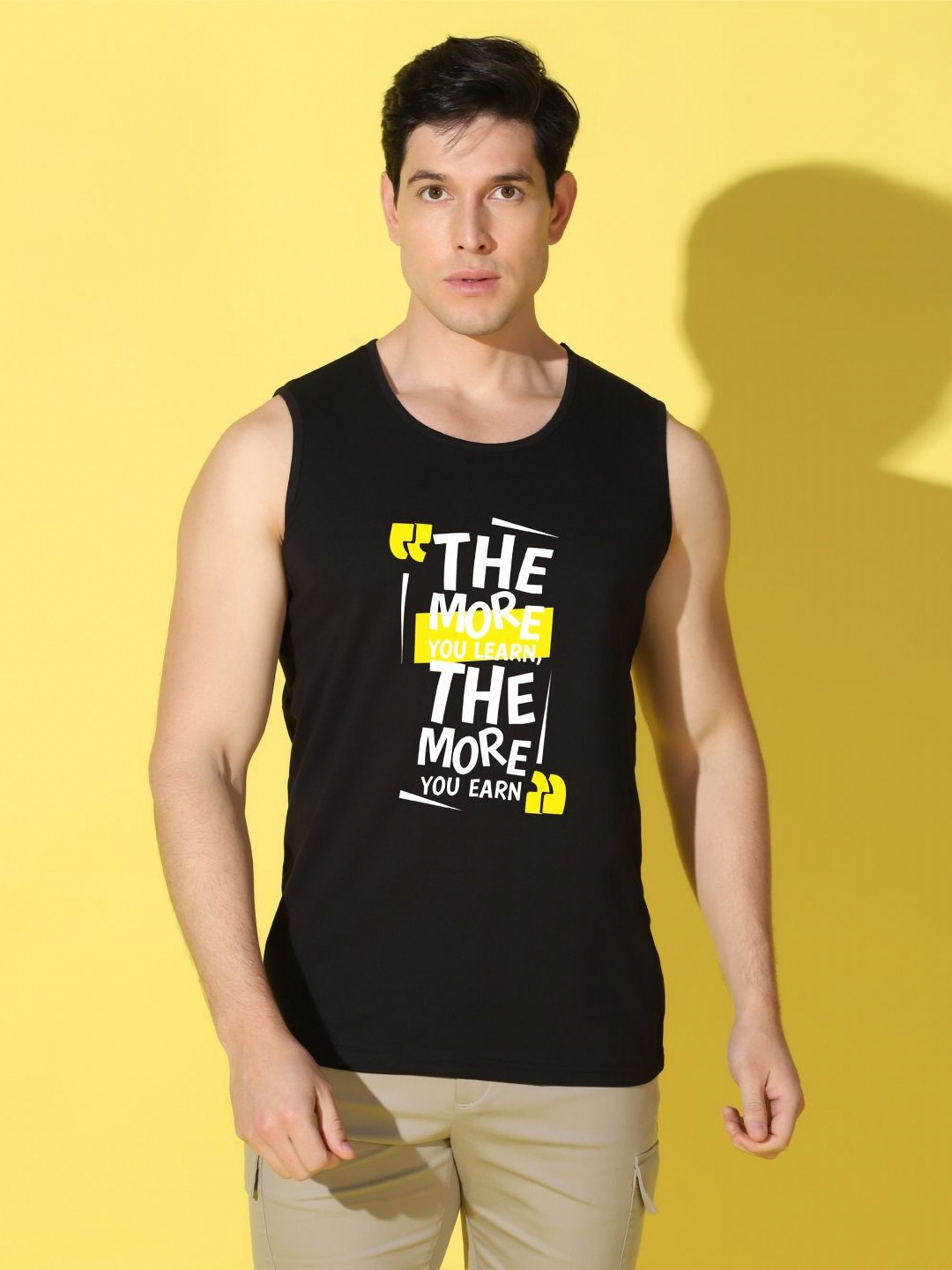 

WOOSTRO Men Typography Printed Applique Slim Fit T-shirt, Black