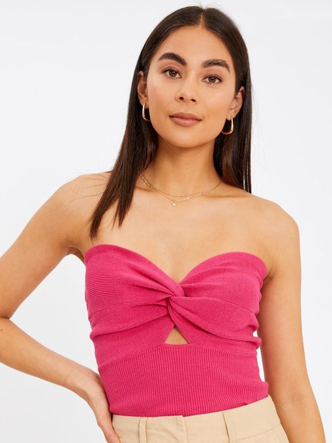 

LULU & SKY Tube Crop Top, Pink