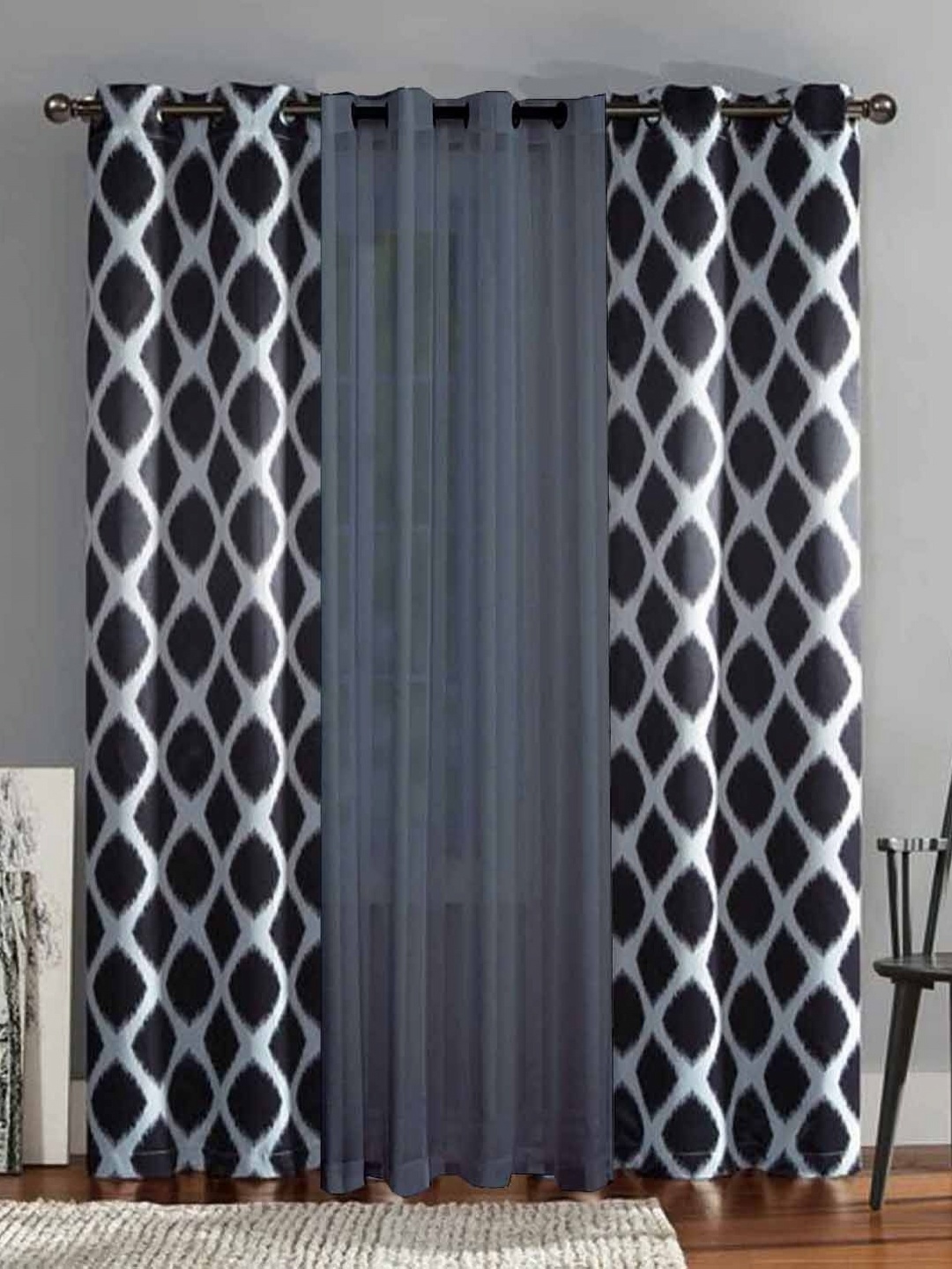 

Dekor World Multicoloured Set of 3 Door Curtain, Multi