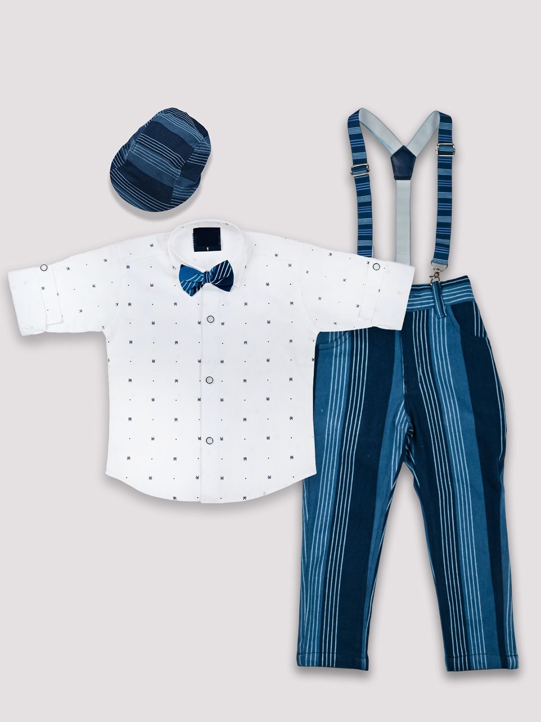 

we11 Boys Printed Shirt with Trousers, Blue