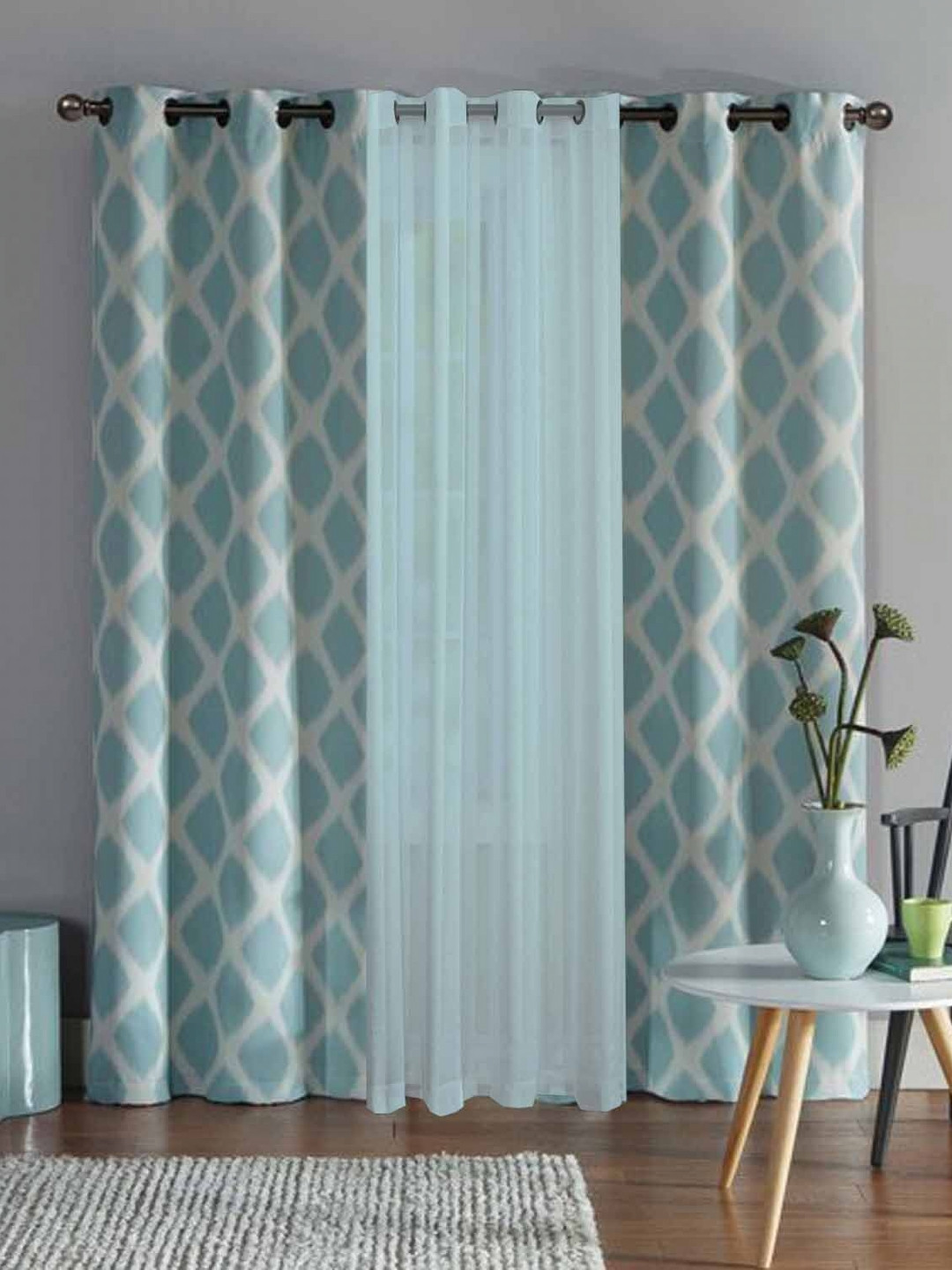 

Dekor World Multicoloured Set of 3 Window Curtain, Multi