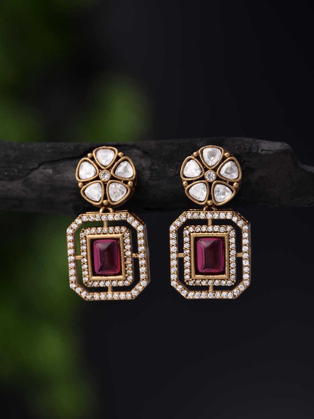 

Reenisaa Square Drop Earrings, Pink