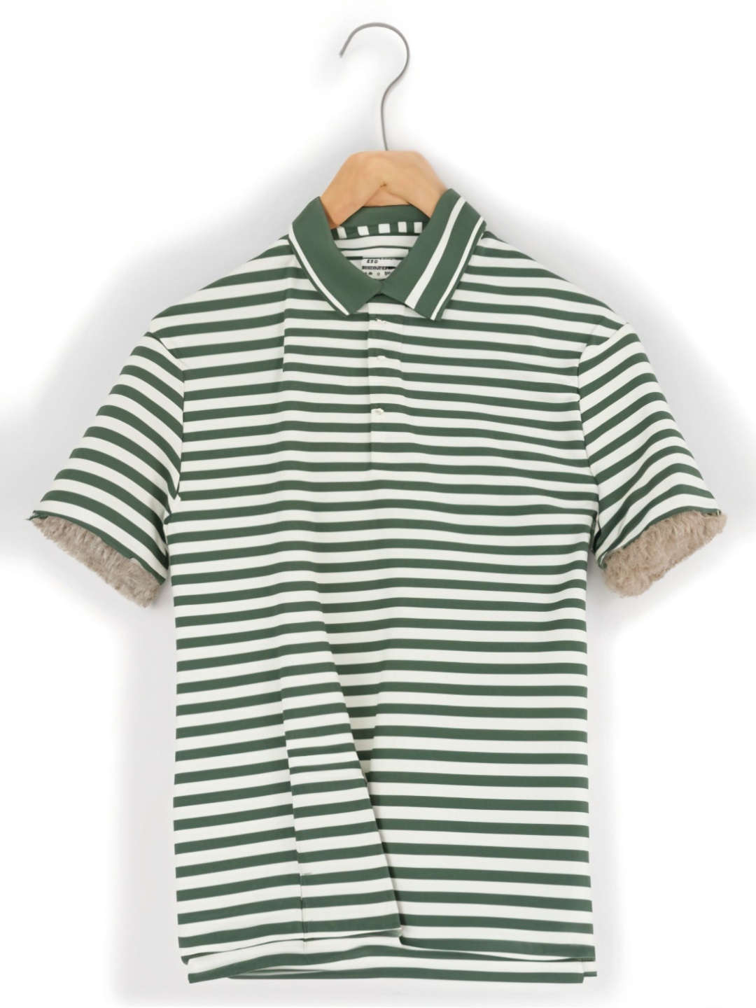 

MACK JONNEY Men Striped Polo Collar Pockets T-shirt, Green