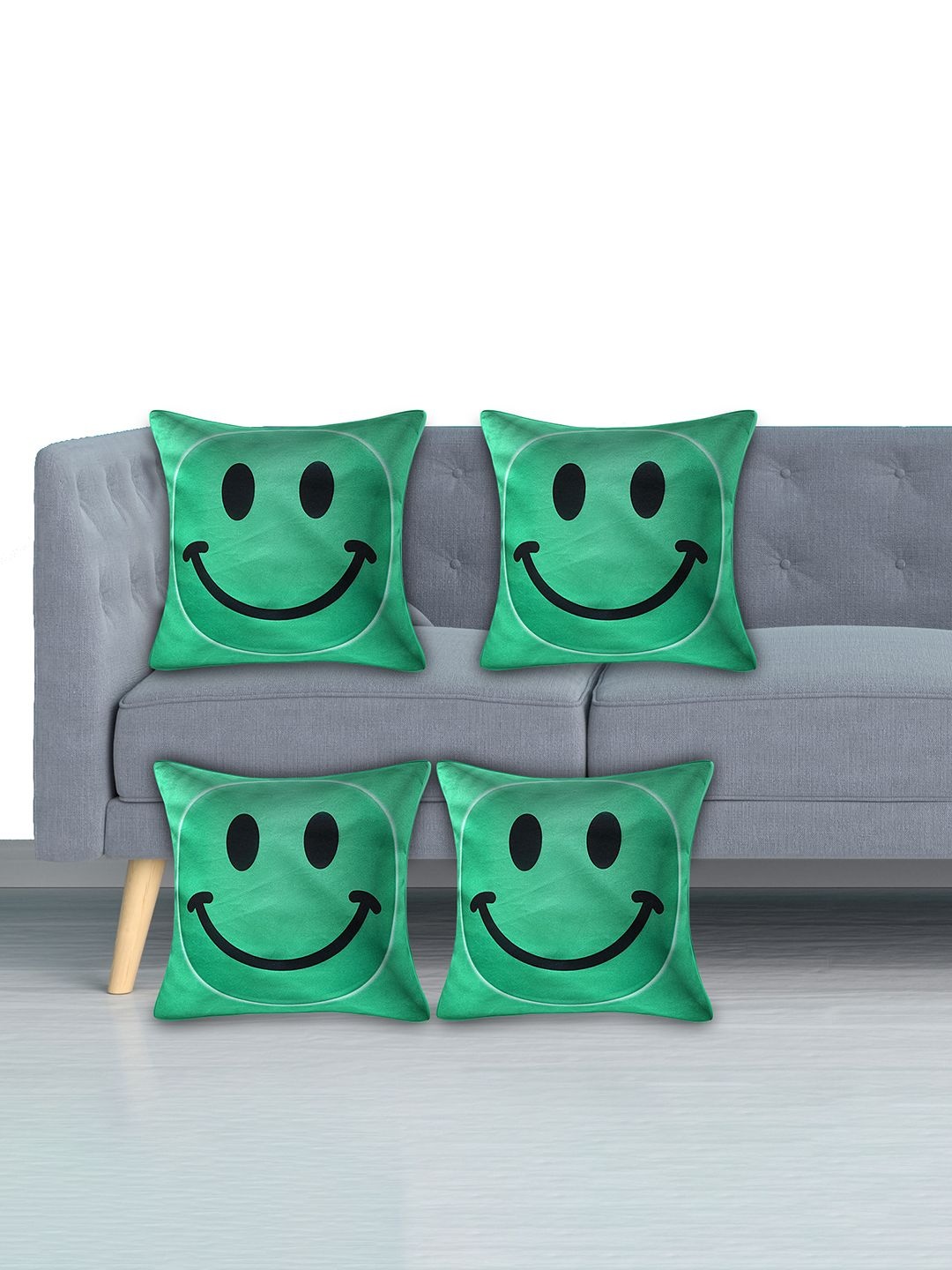 

Kuber Industries Green Set of 4 Checked Velvet Square Cushion Covers