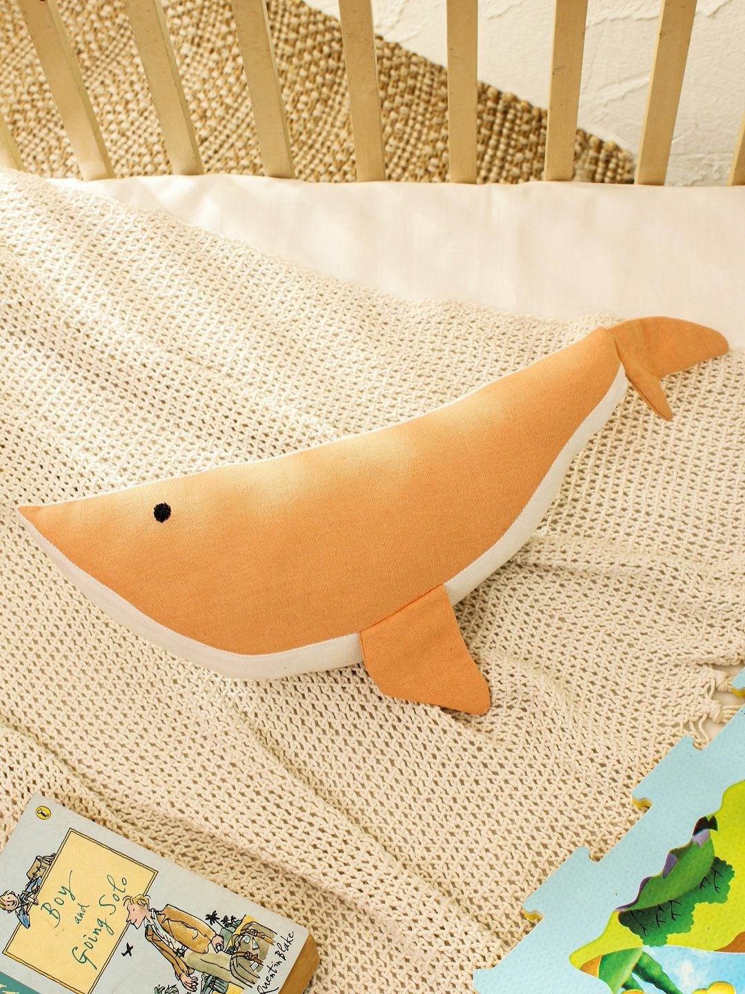 

House This Peach & White Pre-Filled Mysterious Whale Cushions