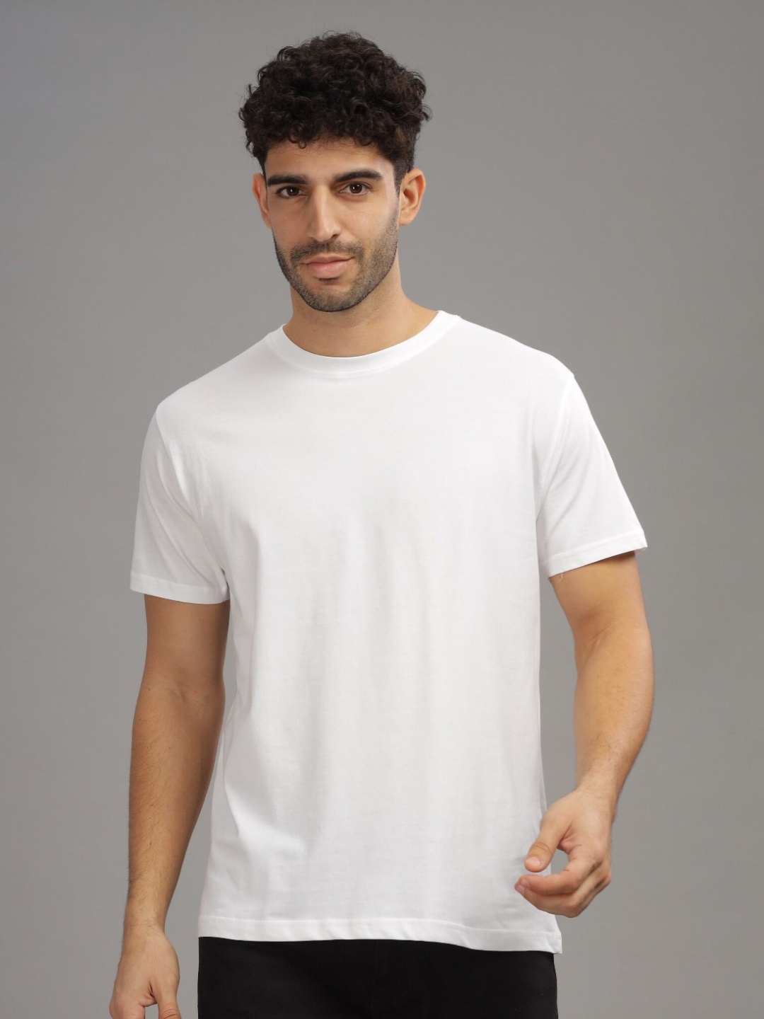 

INDISSH Men Polo Collar Raw Edge T-shirt, White