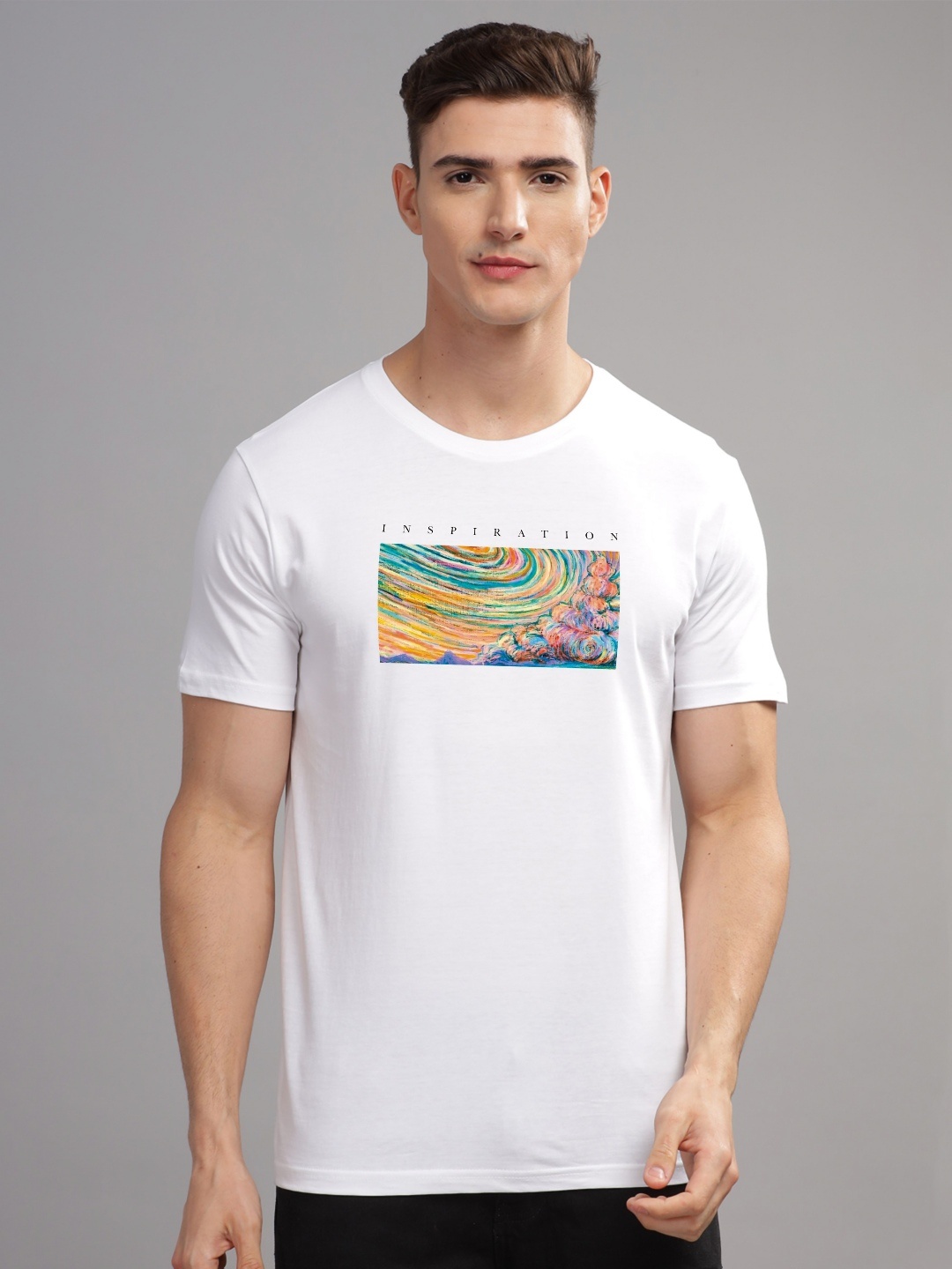 

ADRO Men Printed T-shirt, White