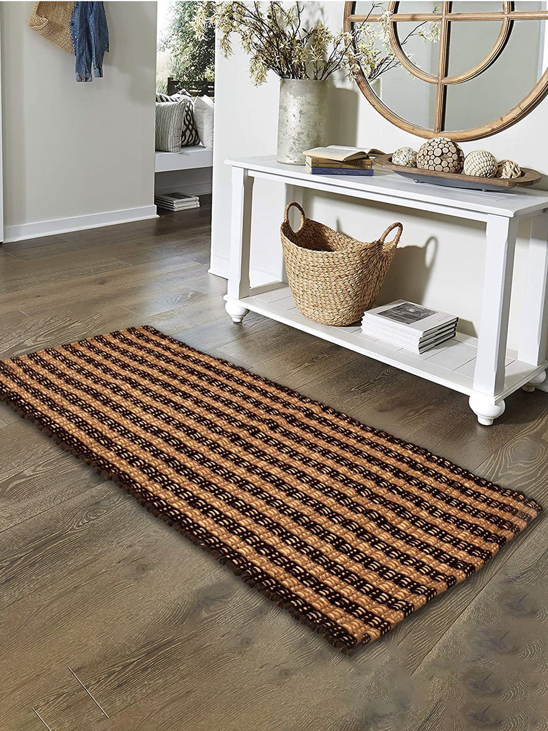 

Kuber Industries Brown Strips Design Bedside Runner