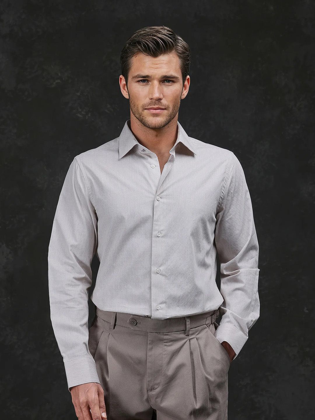 

RARE RABBIT Men Comfort Opaque Casual Shirt, Beige
