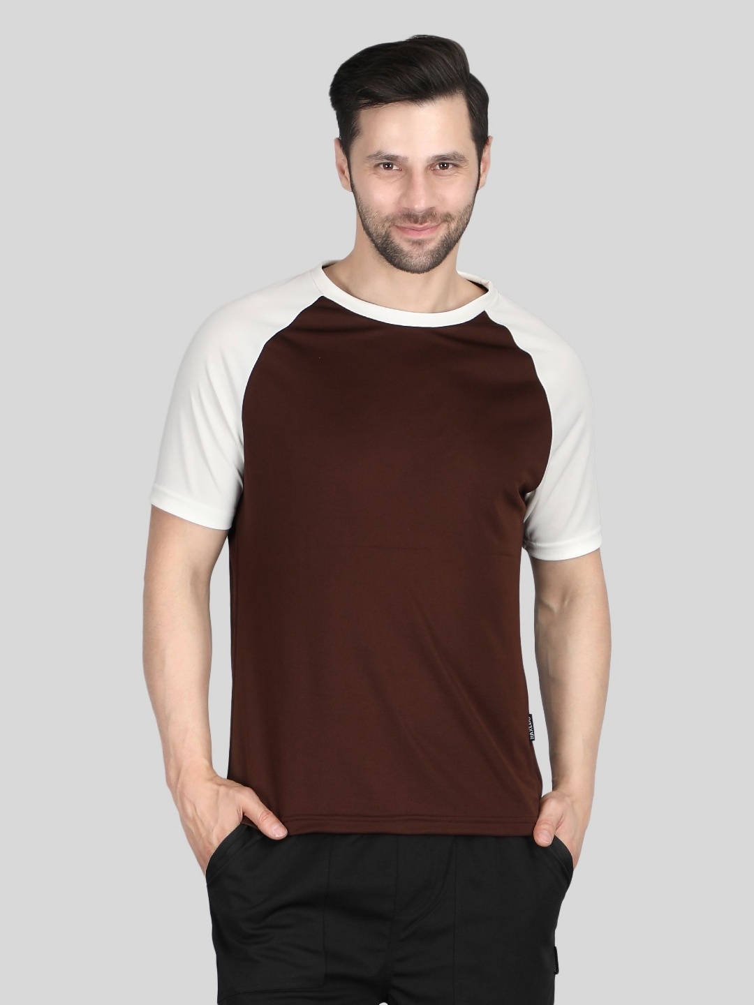 

Raxedo Men Dry-Fit Raglan T-Shirt, Brown