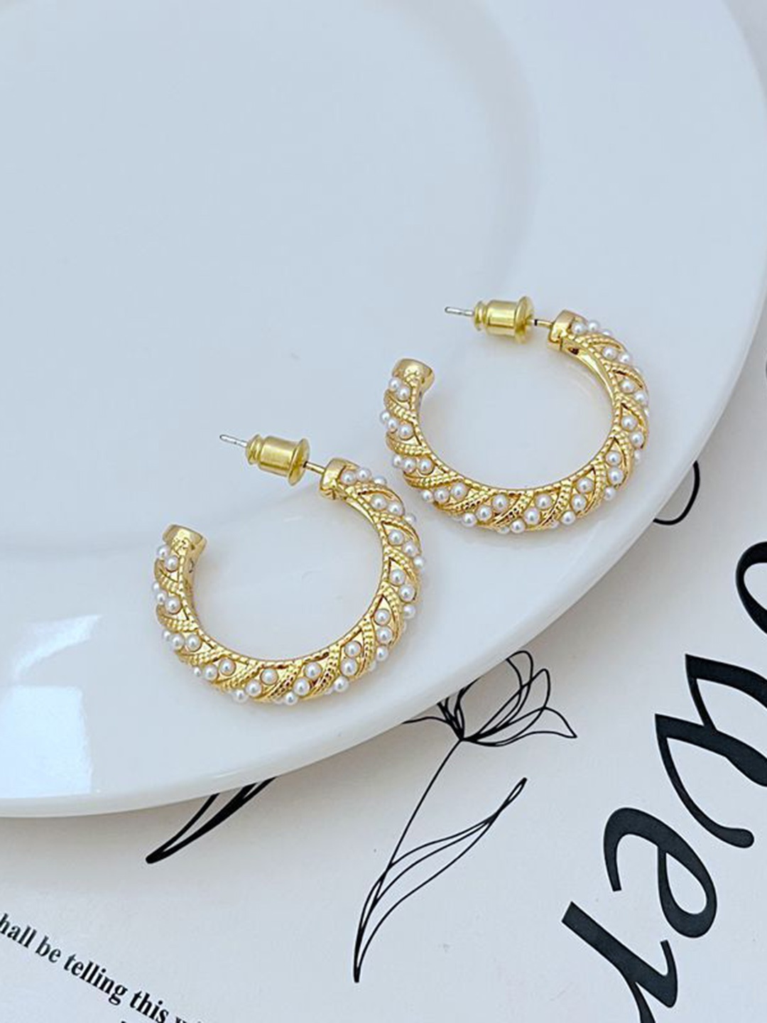 

DressBerry Circular Half Hoop Earrings, Gold