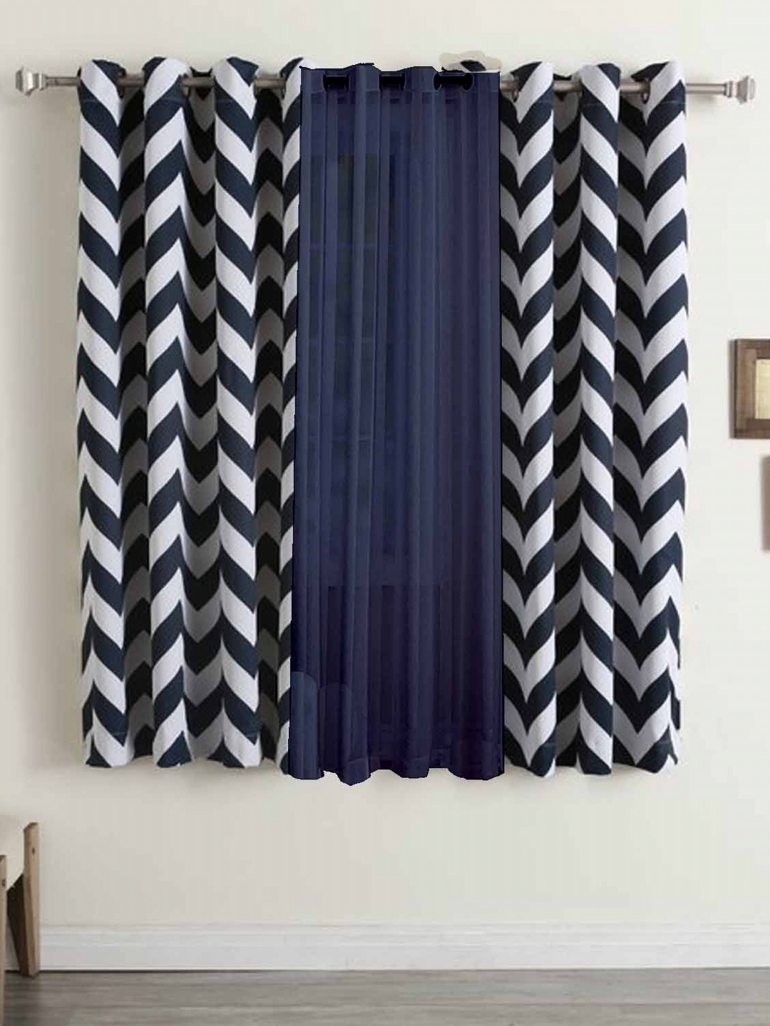 

Dekor World Multicoloured Set of 3 Door Curtain, Multi