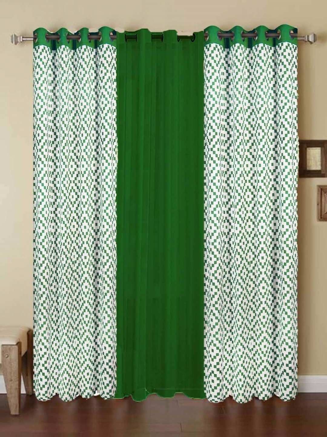 

Dekor World Multicoloured Set of 3 Long Door Curtain, Multi
