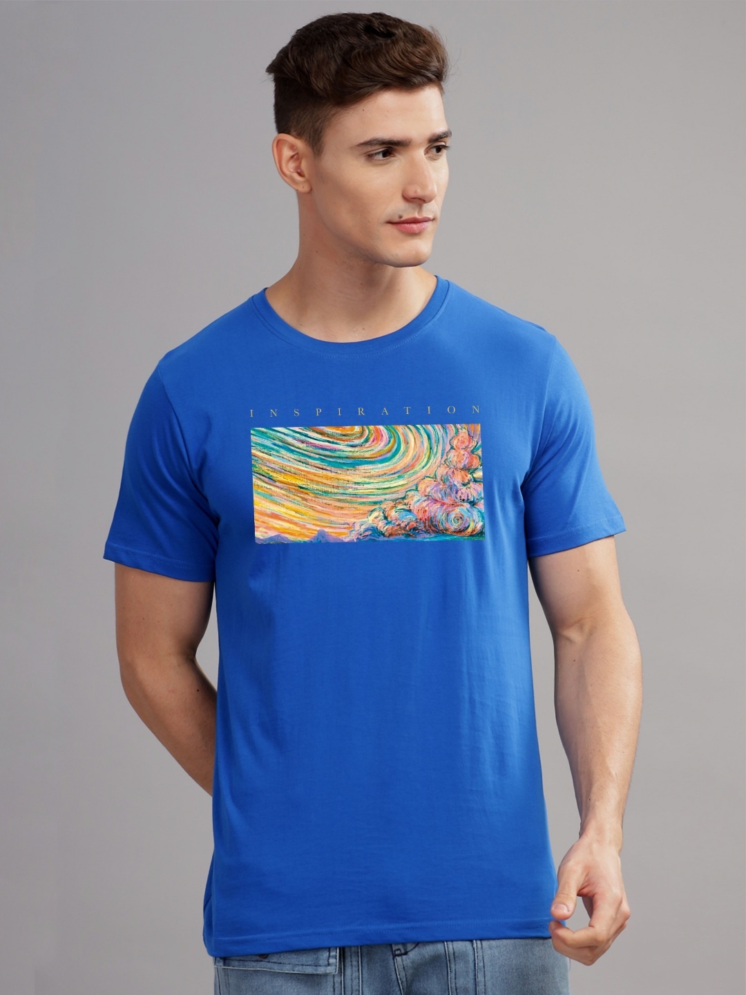 

ADRO Men Printed T-shirt, Blue
