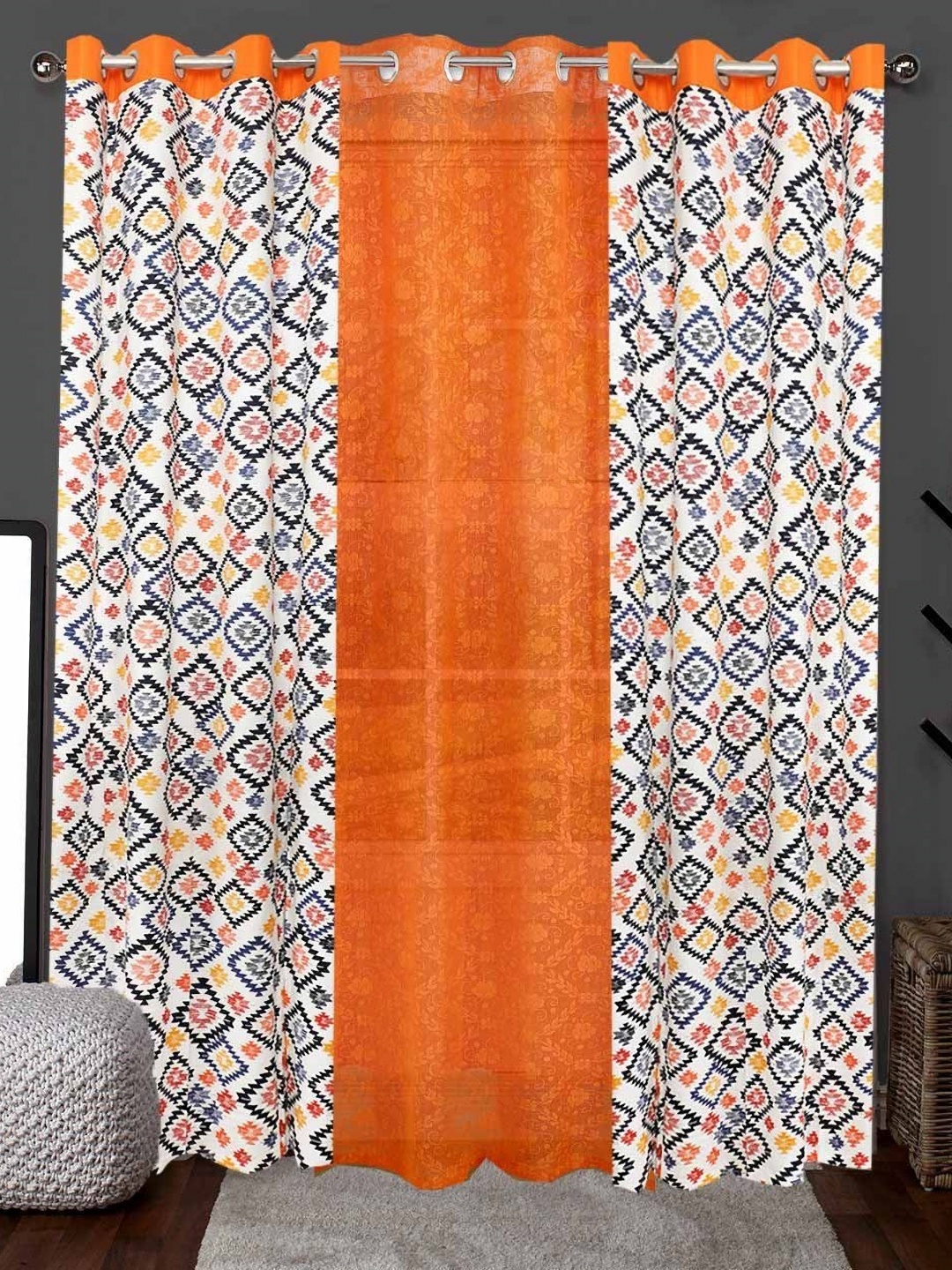 

Dekor World Multicoloured Set of 3 Door Curtain, Multi