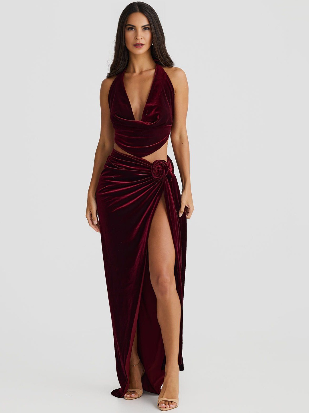 

Bee Boe Bee Solara Velvet Elegance Wine Co-Ord, Maroon