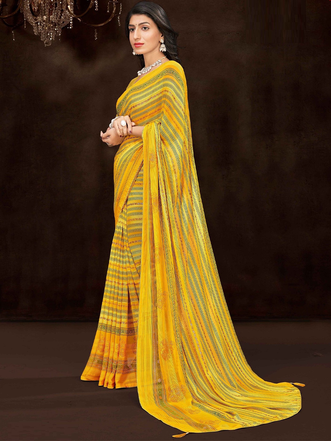 

MAHALASA Ethnic Motifs Pure Georgette Saree, Yellow