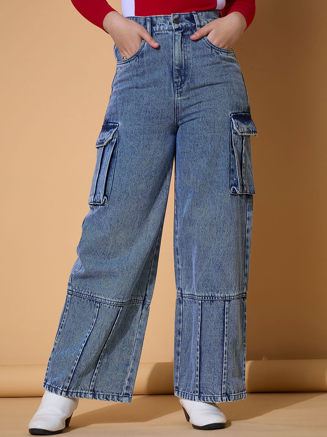 

Noh.Voh - SASSAFRAS Kids Girls Low Distress Acid Wash Jeans, Blue