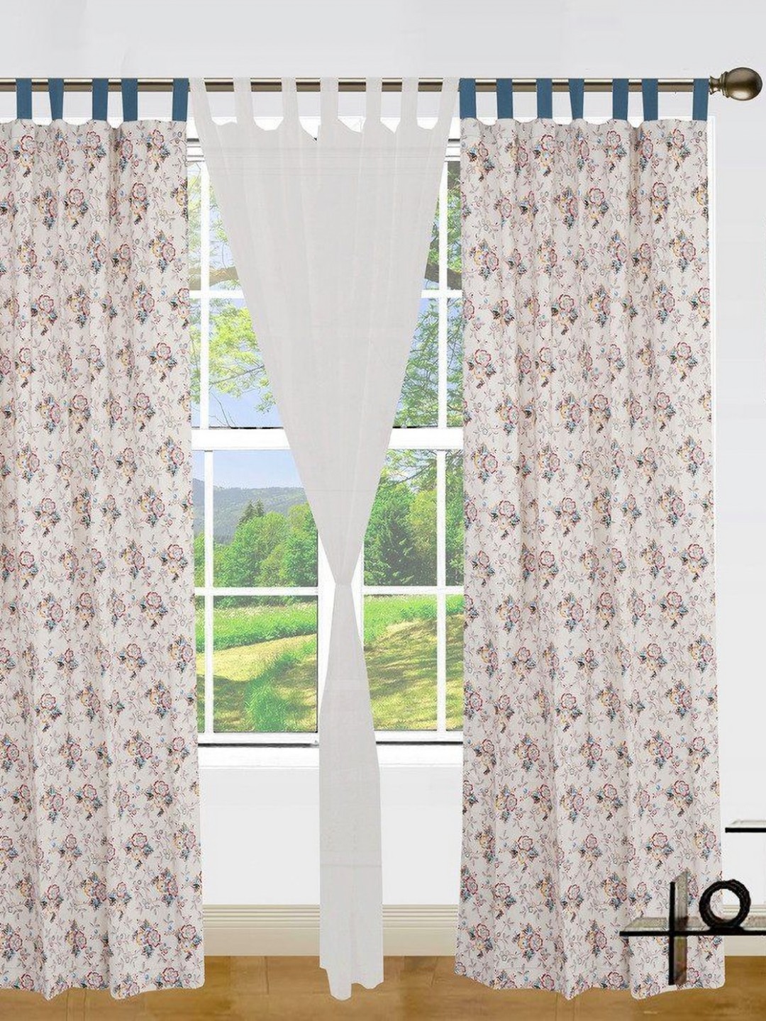 

Dekor World White Set of 3 Floral Door Curtain