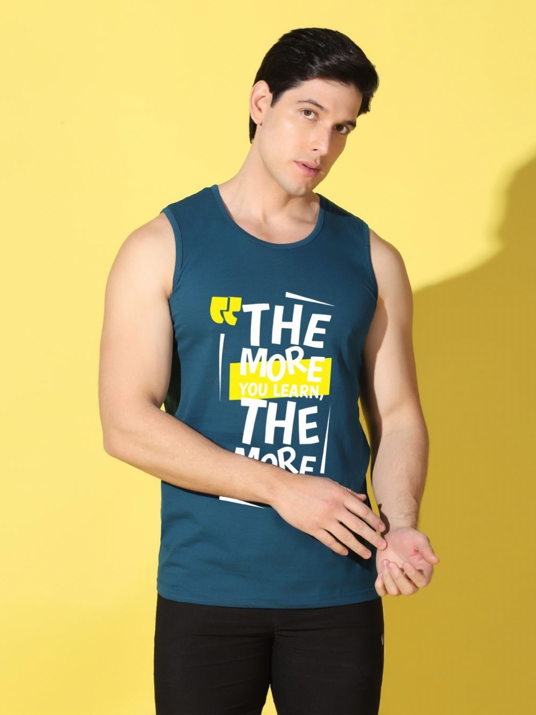 

WOOSTRO Men Typography Printed Applique Slim Fit T-shirt, Teal