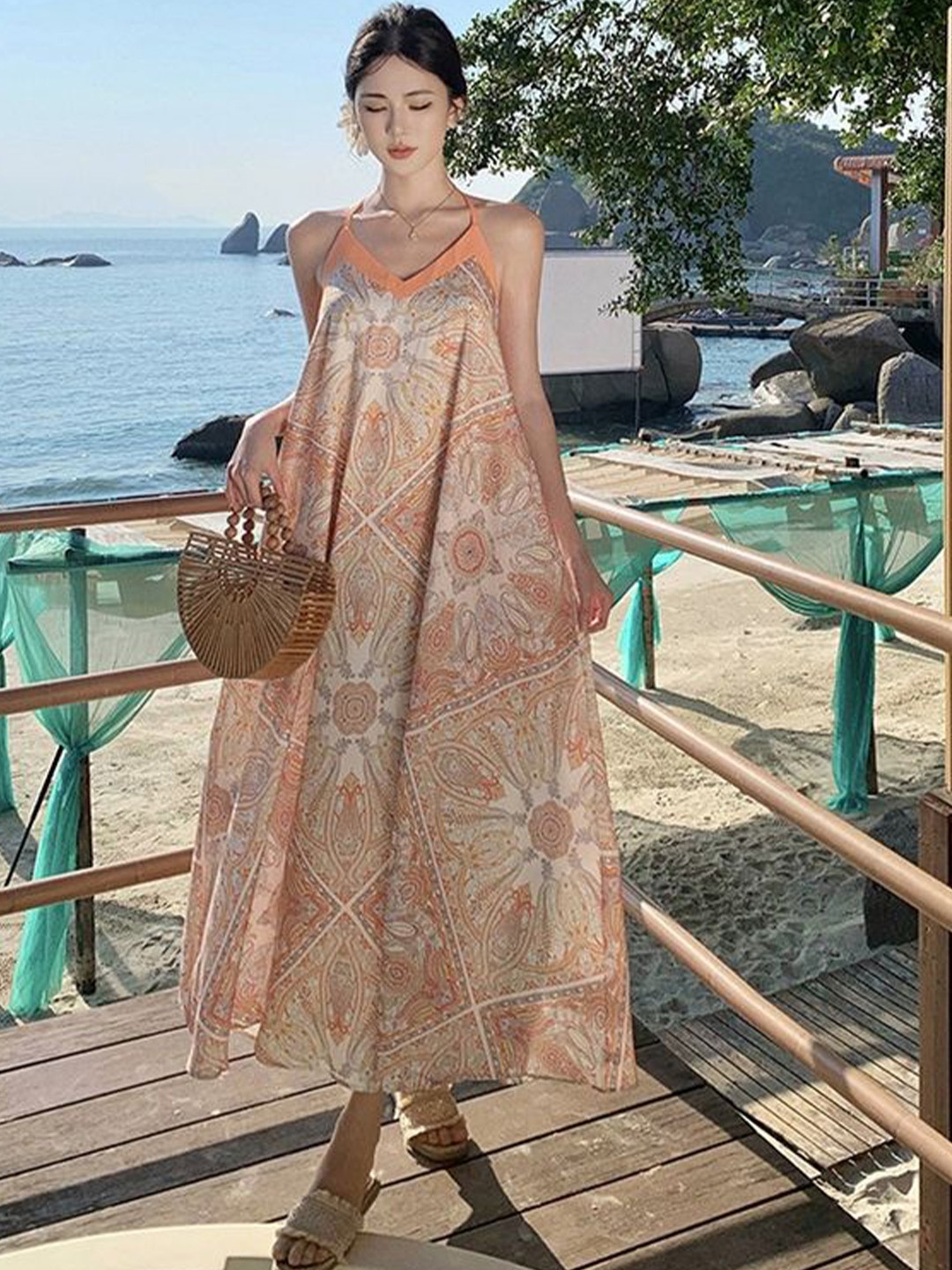 

LULU & SKY Off-Shoulder Maxi Dress, Orange