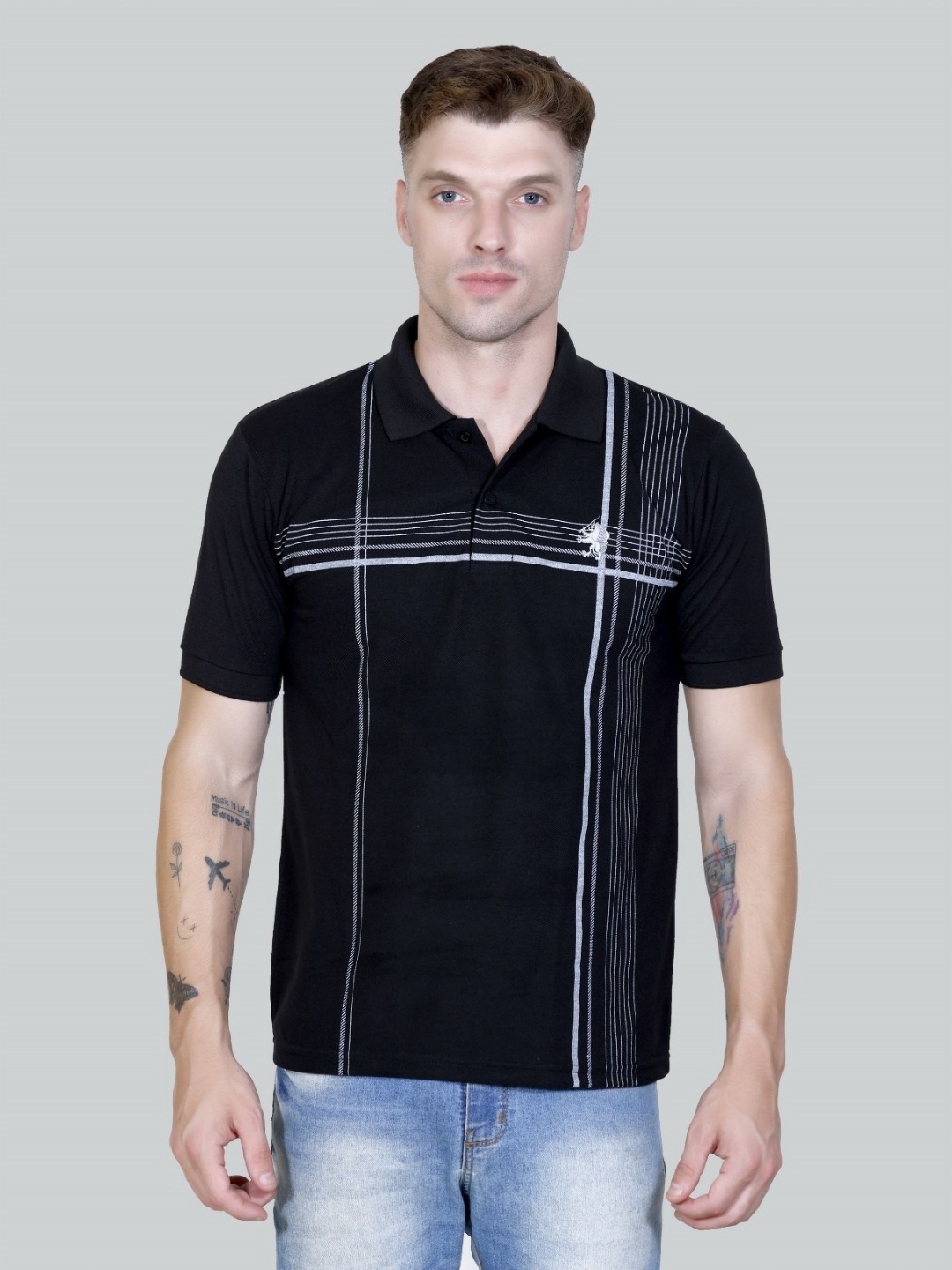 

Yoorix Men Polo Collar T-shirt, Black