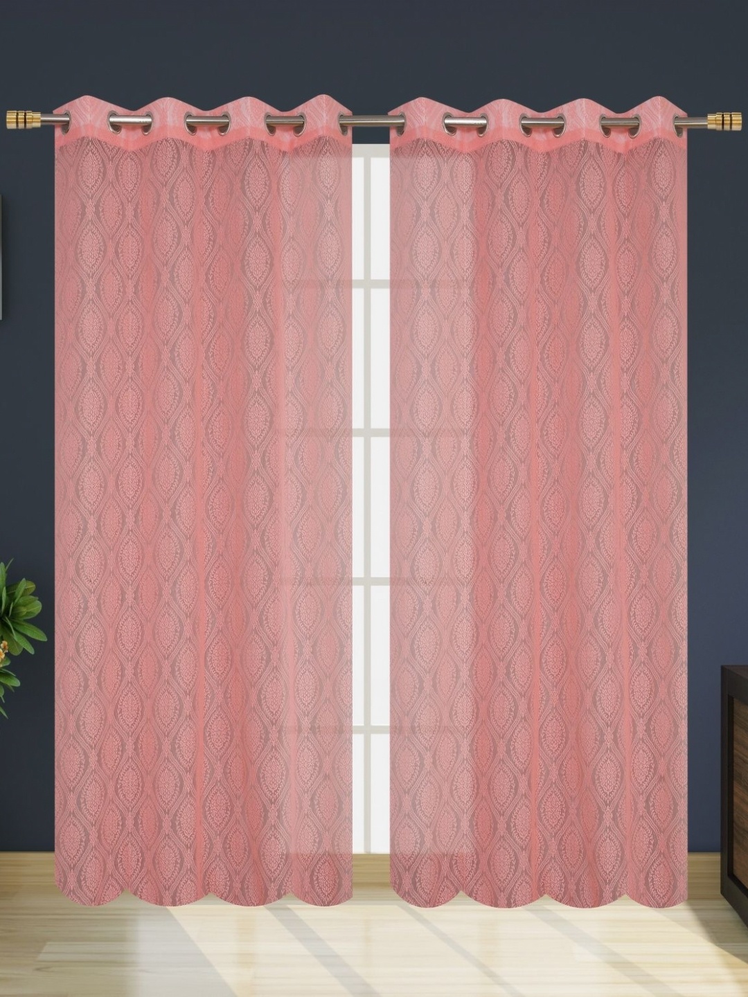 

Galaxy Home Decor Pink Set of 2 Sheer Window Curtain