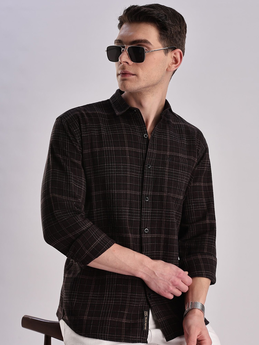 

BS BLUE SQUAD Men Slim Fit Opaque Checked Casual Shirt, Multi