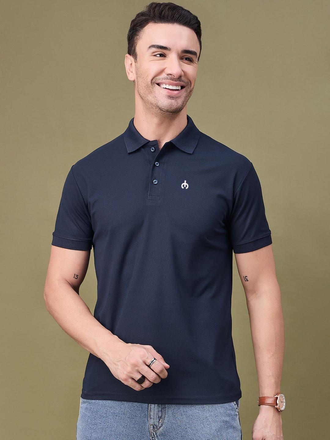 

f Gallery Men Polo Collar T-shirt, Navy blue