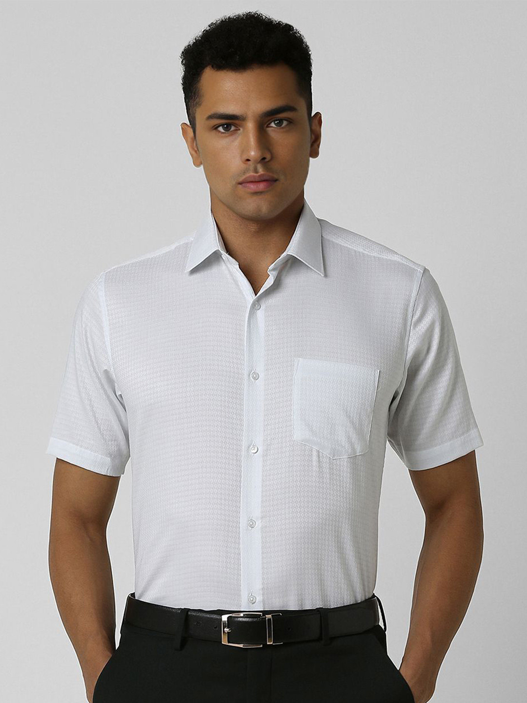 

Van Heusen Men Opaque Printed Party Shirt, Grey